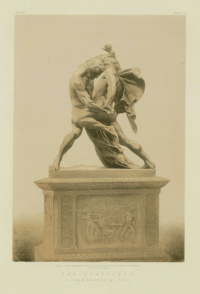 INTERNATIONAL EXHIBITION. The Grapplers. Bronzed zinc group. J P Molin 1862